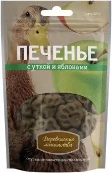 Купить Деревенские лакомства лакомство для собак печенье с уткой и яблоками