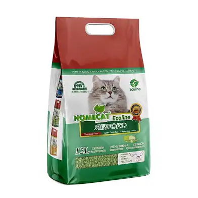 Homecat комкующийся наполнитель для кошек "Эколайн" Яблоко