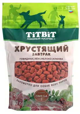 TiTBiT лакомство для собак завтрак хрустящий с говядиной