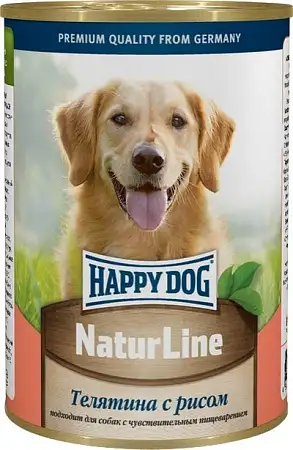 Купить happy dog консервы для собак: телятина и рис (фарш)