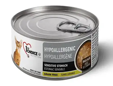 1st Choice Hypoallergenic влажный корм для взрослых кошек с аллергией с уткой, картофелем и тыквой (банка)