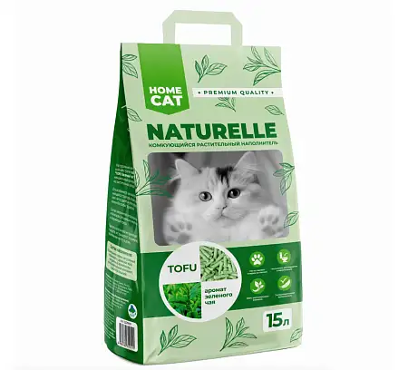 Купить homecat naturelle Зеленый чай комкующийся растительный наполнитель для кошек с ароматом зеленого чая
