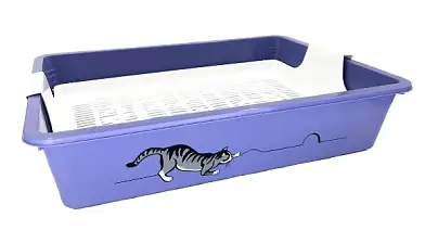 ZOOexpress туалет для кошек "Кис" глубокий с рисунком и сеткой