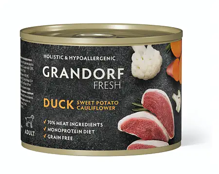 Купить grandorf fresh Консервы для собак паштет из утки с бататом и цветной капустой