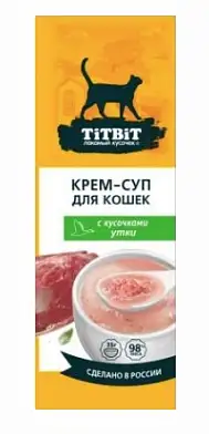 TITBIT Лакомства для кошек крем-суп с кусочками утки